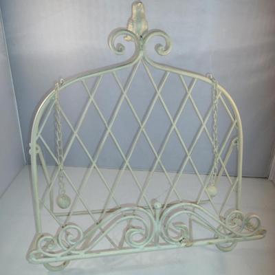 Painted, Cast Metal Book Stand with Bird Finial- Approx 13" Wide