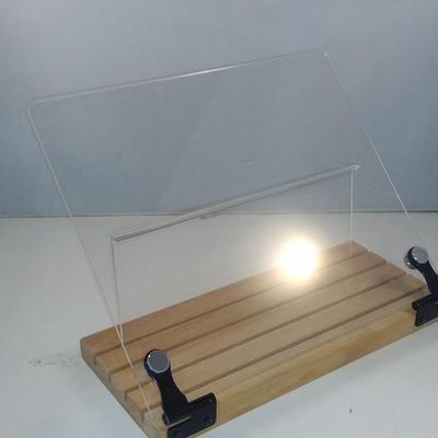 Wooden Cookbook Stand with Plexiglass Splash Protector- Approx 12" Wide