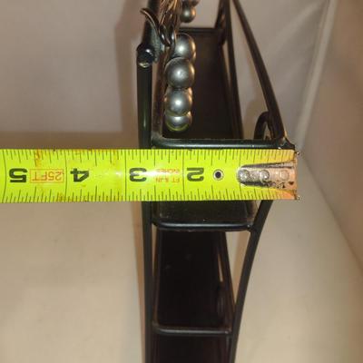 Two Tier Metal Spice Rack with Grape and Leaves Decorative Design- Approx 14" Wide