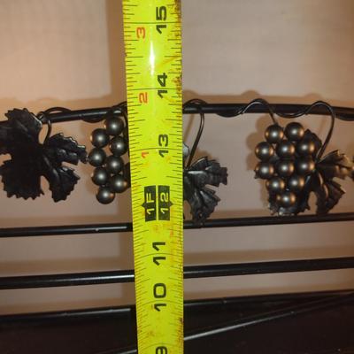 Two Tier Metal Spice Rack with Grape and Leaves Decorative Design- Approx 14" Wide
