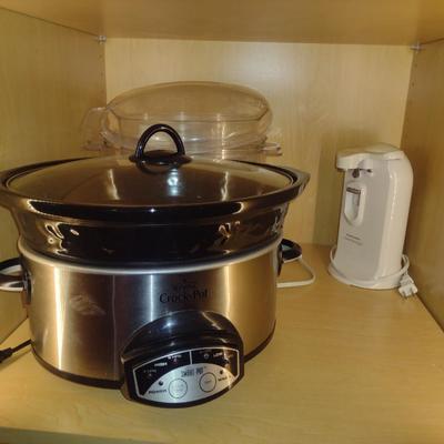 Collection of Appliances- Slow Cooker, Can Opener, Oster Steamer