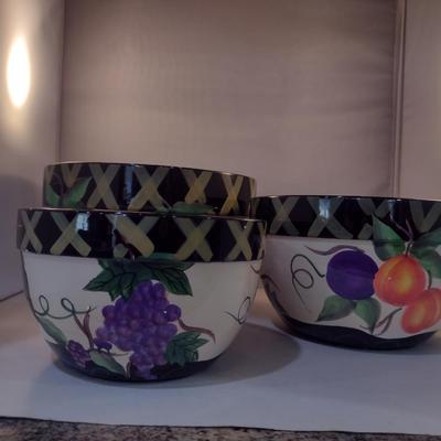 Certified International Hand Painted, Nesting Ceramic Bowls- Three Pieces- 11", 9 1/2", and 8" in Diameter