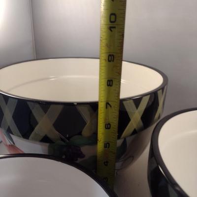 Certified International Hand Painted, Nesting Ceramic Bowls- Three Pieces- 11", 9 1/2", and 8" in Diameter