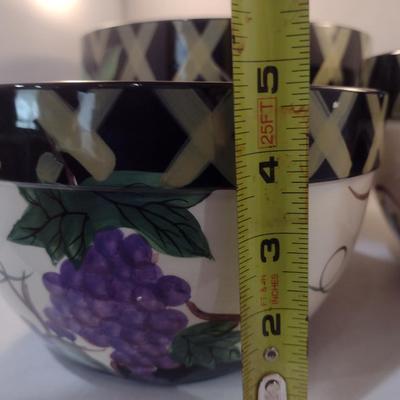 Certified International Hand Painted, Nesting Ceramic Bowls- Three Pieces- 11", 9 1/2", and 8" in Diameter