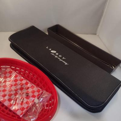 Grilling Accessories- Utensil Set, Metal Skewers, Plastic Serving Baskets with Liners
