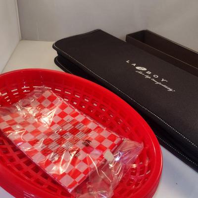 Grilling Accessories- Utensil Set, Metal Skewers, Plastic Serving Baskets with Liners