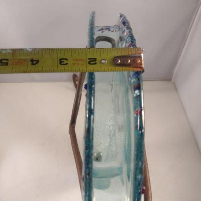 Art Glass Vase with Metal Stand