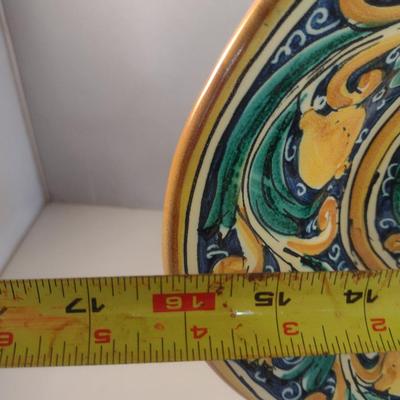Hand Painted Italian Ceramic Platter- Approx 16" x 11 1/2"