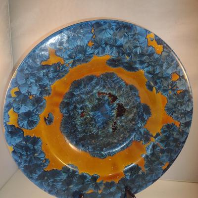 Decorative Bowl Created by Jon Price- Crystalline Glaze on Porcelain- Approx 14" in Diameter