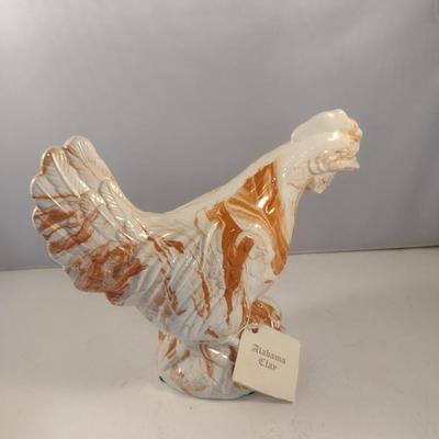 'Carl's Clays' Chicken Design Decorative Figure Formed from Alabama Clay- Approx 8" Tall