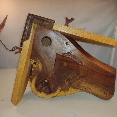Whimsical House Wren Birdhouse- Locally Created from Multiple Woods and Antique Tin Shingle