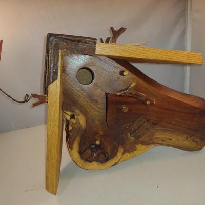 Whimsical House Wren Birdhouse- Locally Created from Multiple Woods and Antique Tin Shingle