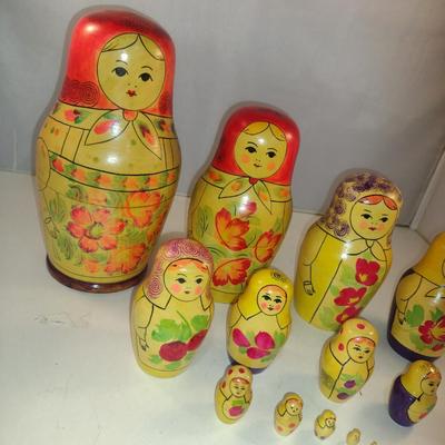 Russian Nesting Dolls- 13 Piece Set- Ranging from 8 1/2" to 1/8" Tall