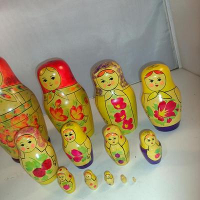 Russian Nesting Dolls- 13 Piece Set- Ranging from 8 1/2" to 1/8" Tall