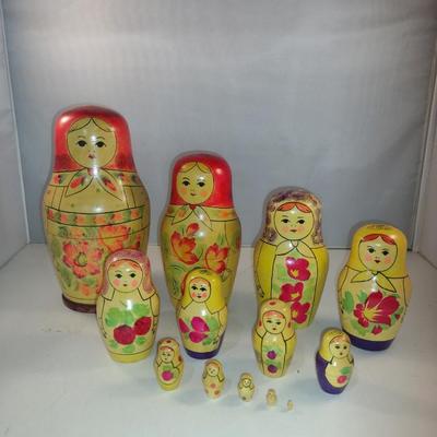 Russian Nesting Dolls- 13 Piece Set- Ranging from 8 1/2" to 1/8" Tall