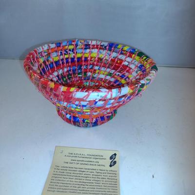 Colorful Hand Crafted Bowl from SPIRAL Foundation- Approx 7" in Diameter