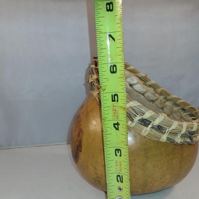 Hand Crafted Gourd Bowl with Long Leaf Pine Accented Rim