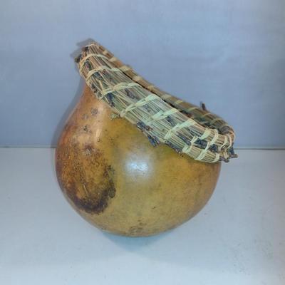 Hand Crafted Gourd Bowl with Long Leaf Pine Accented Rim