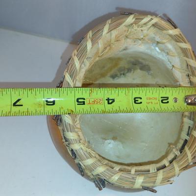 Hand Crafted Gourd Bowl with Long Leaf Pine Accented Rim