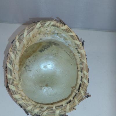 Hand Crafted Gourd Bowl with Long Leaf Pine Accented Rim