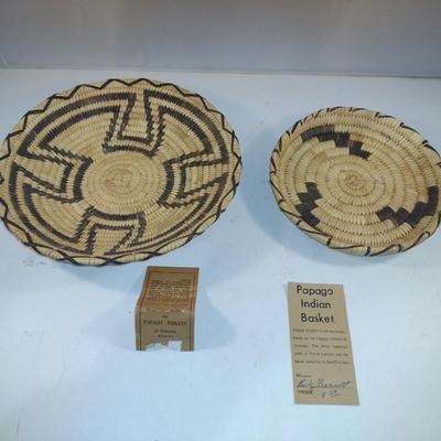 Pair of Papago Indian Baskets- Yucca and Devil Claw