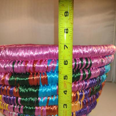 Colorful Hand Crafted Basket- Approx 15" in Diameter