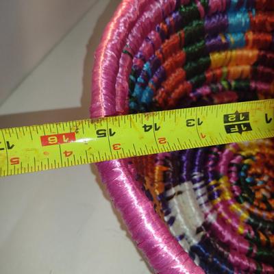 Colorful Hand Crafted Basket- Approx 15" in Diameter