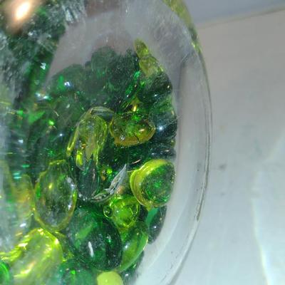 Art Glass Vase with Glass Pebble Filler- Approx 10" Tall
