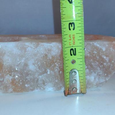 Rose Quartz Tea Light Candle Holder- Three Cavity- Approx 7" x 4"