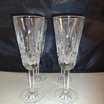 Waterford Crystal Champagne Flutes- Lismore Pattern- Four Pieces