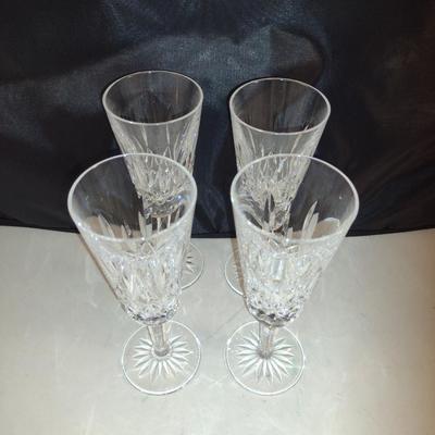 Waterford Crystal Champagne Flutes- Lismore Pattern- Four Pieces