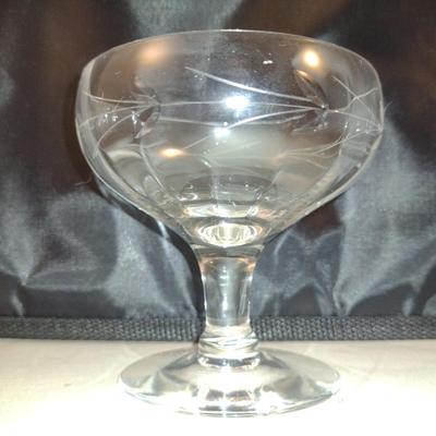 Etched Crystal Champagne Coupes/Sherbet Glasses- 12 Pieces