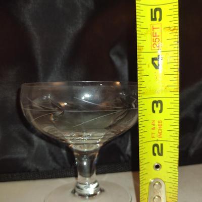 Etched Crystal Champagne Coupes/Sherbet Glasses- 12 Pieces