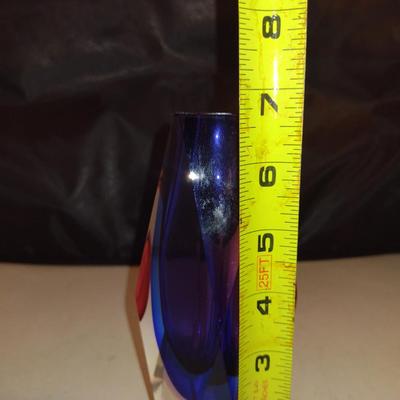 Faceted Geometric Mandruzzato Murano Glass Vase- Approx 6 3/4" Tall