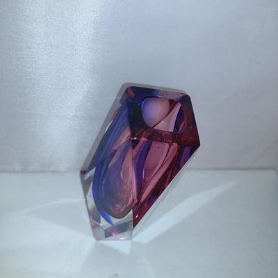 Faceted Geometric Mandruzzato Murano Glass Vase- Approx 6 3/4" Tall