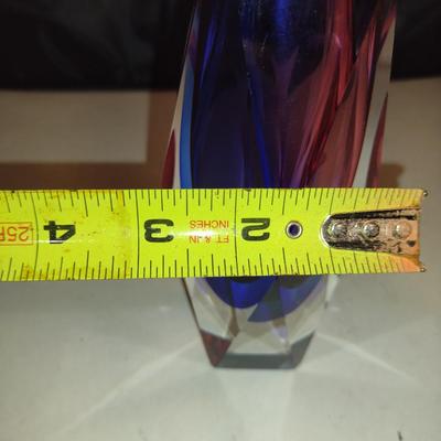 Faceted Geometric Mandruzzato Murano Glass Vase- Approx 6 3/4" Tall