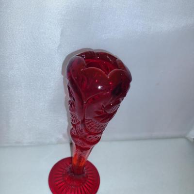 Ruby Red Glass Bud Vase- Approx 6 1/4" Tall