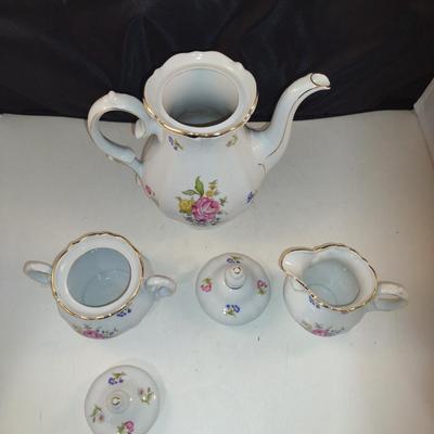 Winterling Bavaria Germany Coffee Pot with Creamer and Covered Sugar Bowl- Mignon Pattern