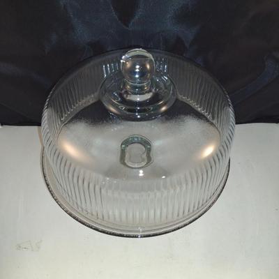 Covered Glass Cake Pedestal- Approx 11" in Diameter
