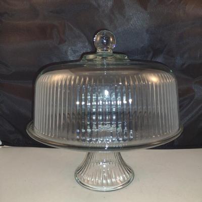 Covered Glass Cake Pedestal- Approx 11" in Diameter