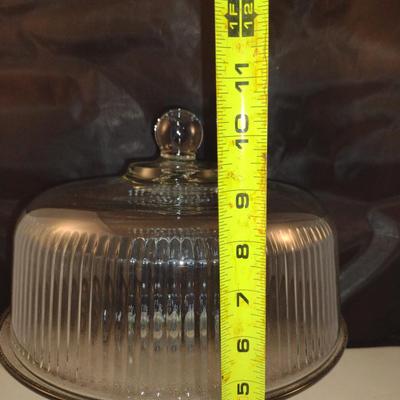 Covered Glass Cake Pedestal- Approx 11" in Diameter