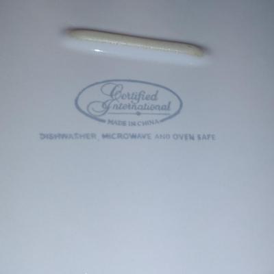 Certified International Porcelain Covered Vegetable Bowl with Metal Stand- Approx 11 1/4" in Diameter