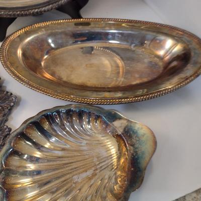 Collection of Metal Serve Ware- Trays and Bowls