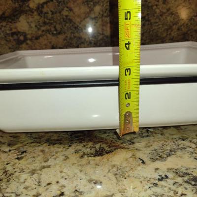 Certified International Porcelain Rectangular Serving Bowl with Metal Stand- Approx 10" x 15"