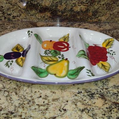 Oneida Hand Painted Divided Porcelain Serving Dish