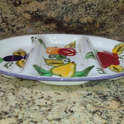 Oneida Hand Painted Divided Porcelain Serving Dish