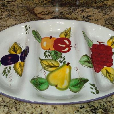 Oneida Hand Painted Divided Porcelain Serving Dish