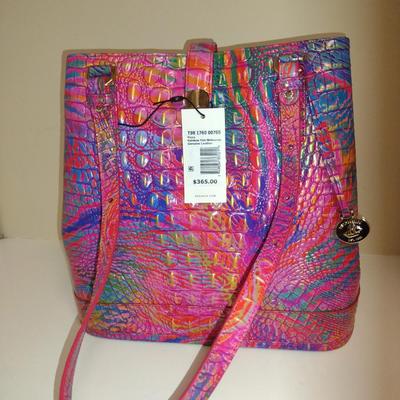 Brahmin Embossed Genuine Leather Handbag- Fiora Rainbow Fish Design from Melbourne Collection- New with Tag and Dust Bag