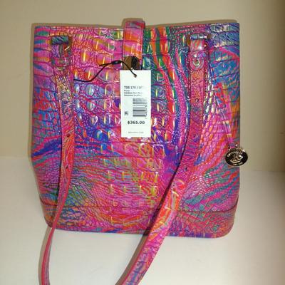 Brahmin Embossed Genuine Leather Handbag- Fiora Rainbow Fish Design from Melbourne Collection- New with Tag and Dust Bag