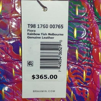 Brahmin Embossed Genuine Leather Handbag- Fiora Rainbow Fish Design from Melbourne Collection- New with Tag and Dust Bag